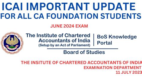 Icai Important Update For All Ca Foundation Students Regarding June