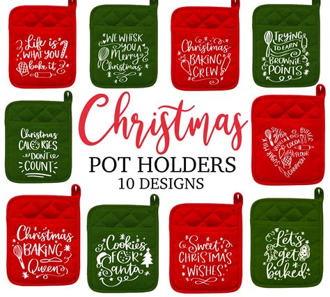 Christmas Pot Holder SVG Bundle Potholder Svg Oven Mitt SVG Etsy