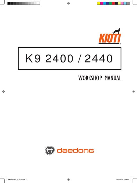 Kioti Daedong K9 2400 K9 2440 Utv Utility Vehicle Service Manual