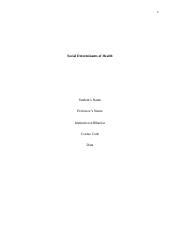 Social Determinants Of Health Edited Docx 1 Social Determinants Of