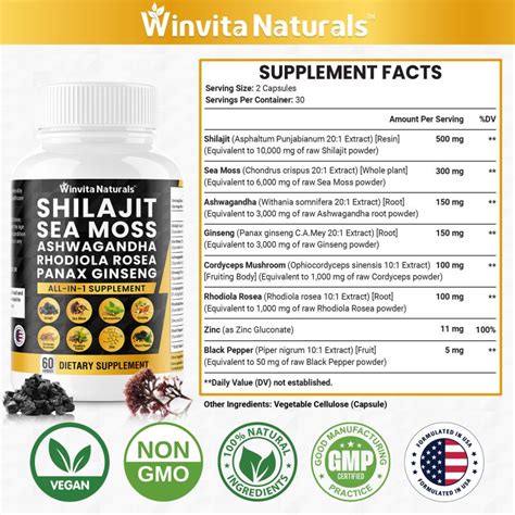 Shilajit Pure Himalayan Organic Mg Sea Moss Mg Ashwagandha