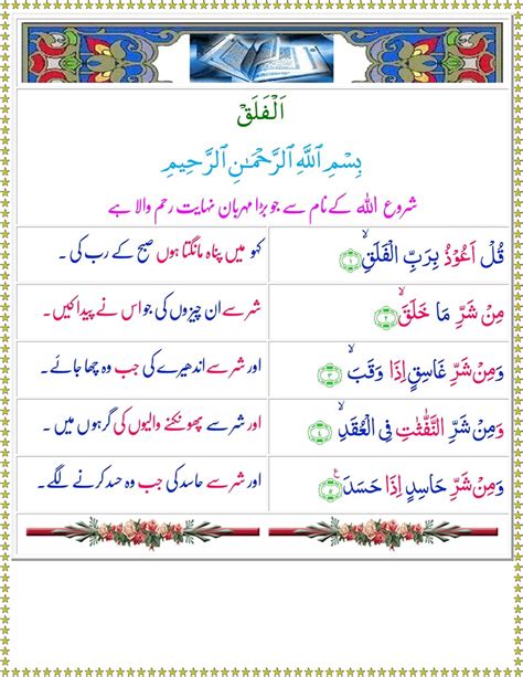 Surah Falaq With Urdu Translation