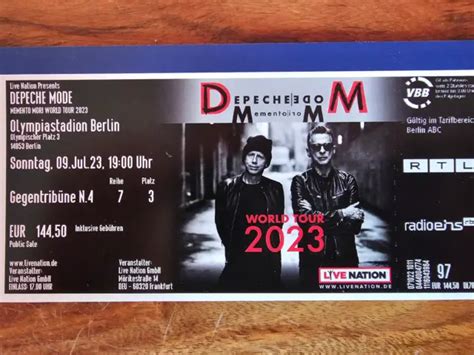 Ticket Depeche Mode Memento Mori World Tour Berlin