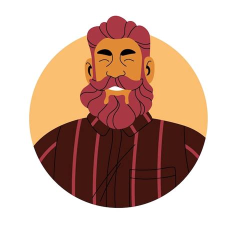 Premium Vector Bearded Man Face Avatar Happy Smiling Male Character