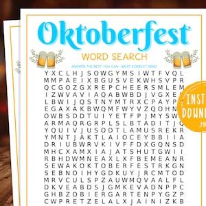 Oktoberfest Word Search Printable Oktoberfest Party Games German