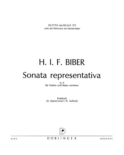 Sonata Representativa In A Sheet Music By Heinrich Ignaz Franz Von