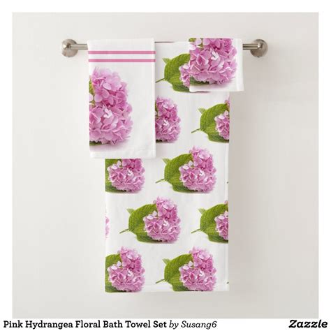 Pink Hydrangea Floral Bath Towel Set Zazzle Floral Bath Towels