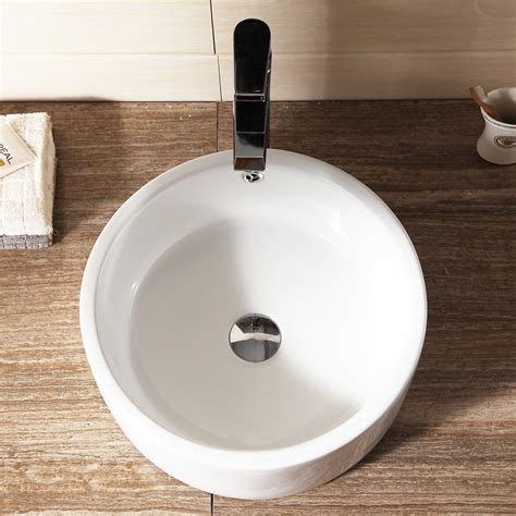 Bathroom Cloakroom White Round Ceramic Countertop Wash Basin Sink