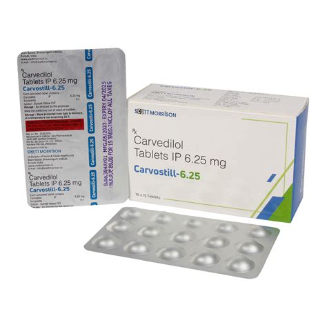 Carvedilol Tablets IP 6.25 mg Manufacturer, Supplier, & Franchise