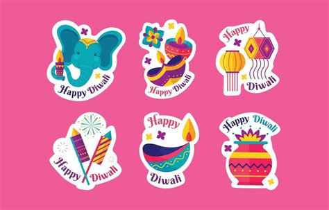 Happy Diwali Sticker Set 3380096 Vector Art at Vecteezy