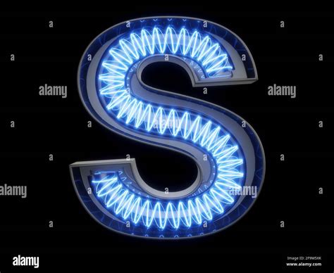 Light Bulb Glowing Letter Alphabet Character S Font Front View