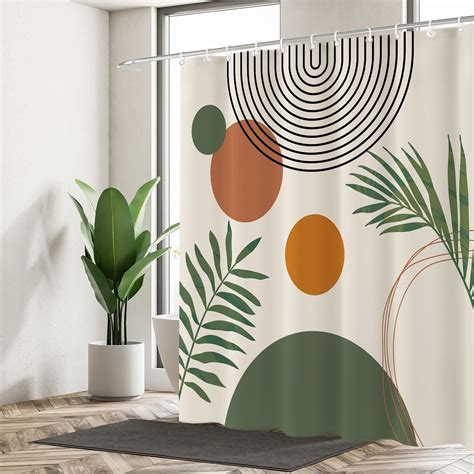 Amazon Giumsi X Boho Mid Century Leaf Shower Curtain Arch