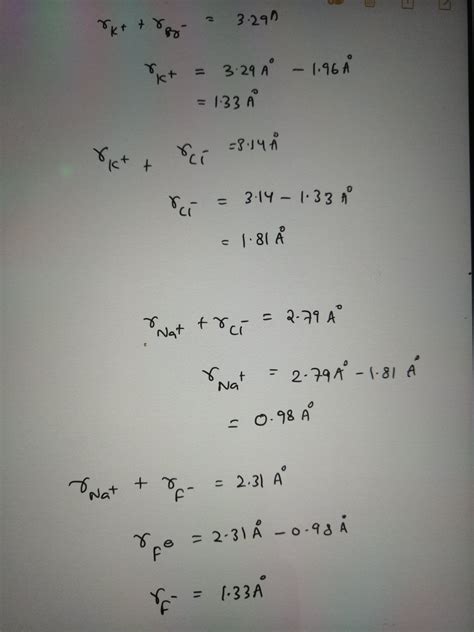 13. Calculate the ionic radius of the fluoride ion is only the ...