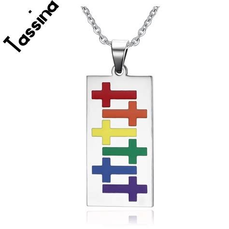 Tassina Colourful Lgbt Love Rainbow Stainless Steel Necklaces