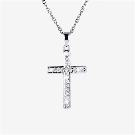 Silver DiamonFlash Cross Necklace Warren James