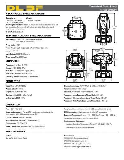 DL 3F Technical Data Sheet High End Systems