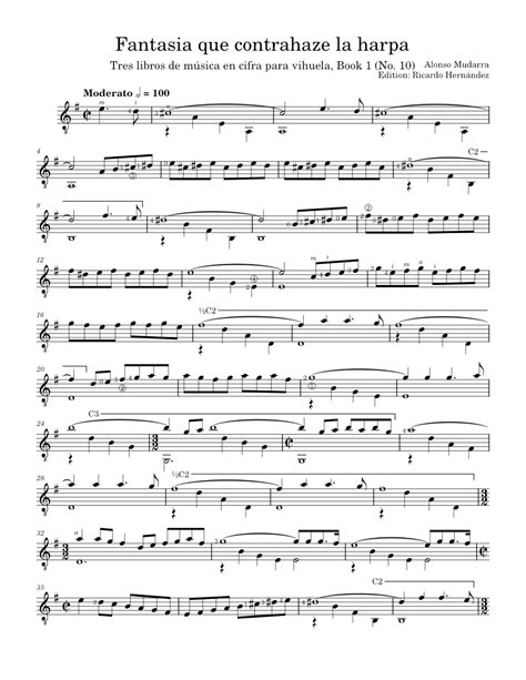 Fantasia Que Contrahaze La Harpa Alonso Mudarra Sheet Music For