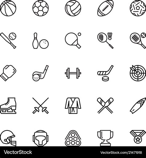 Sport equipment icons Royalty Free Vector Image