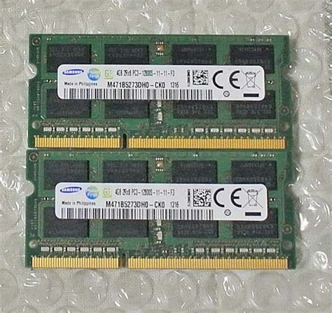 Yahooオークション Samsung製 Ddr3 Pc3 12800s 204pin 4g 2枚 8g