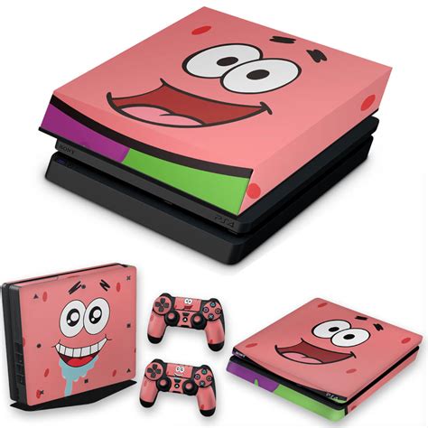 KIT PS4 Slim Skin E Capa Anti Poeira Patrick Bob Esponja Pop Arte Skins