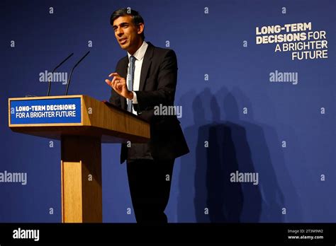 Prime Minister Rishi Sunak Delivers A Speech Setting Out How He Will