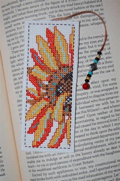 Sunflower Cross Stitch Bookmark By Craftsforkids On Etsy Könyvjelzők