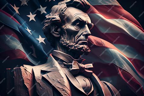 Illustration Of Usa President Abraham Lincoln And American Flag Ai