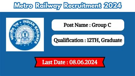 Metro Railway Recruitment 2024 New Notification Out Check Post