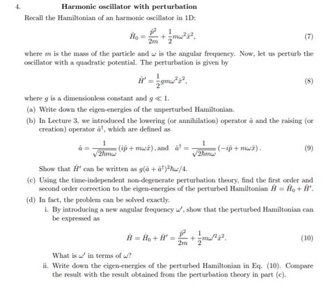 Solved Harmonic Oscillator With Perturbation Recall The Chegg