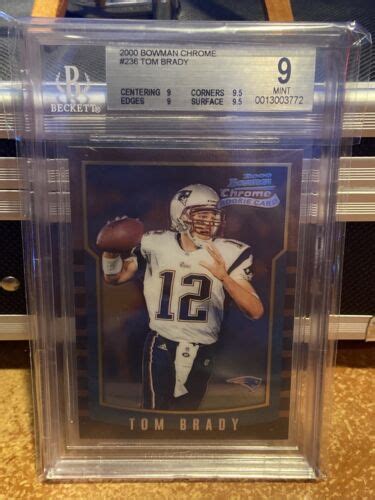 2000 Bowman Chrome 236 Tom Brady RC BGS 9 MINT 2x 9 5 SUBS 9 LOWEST