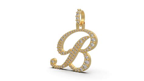 Initial Letter B Pendant Necklace 3d Model By Lady Of The 3drings