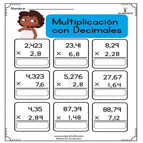 Ejercicios De Multiplicaciones Con Decimales En Multiplicaci N