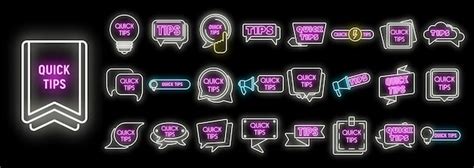 Premium Vector Tips Icons Set Vector Neon