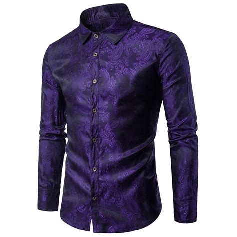 Party Turndown Collar Floral Paisley Printed Man Shirt 4786 Chemises Habillées Pour Hommes