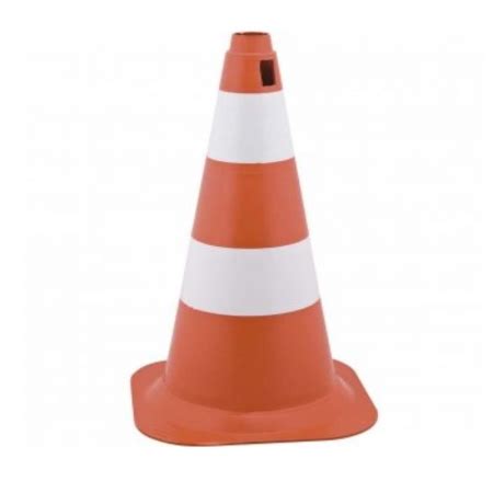 Cone de Sinalização Vonder 50cm Branco e Laranja em Polietileno