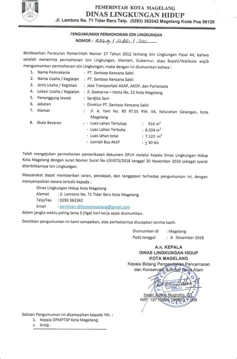 Contoh Format Surat Permohonan Pohon Ke Dinas Lingkungan Hidup Surat