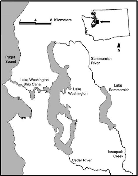 -Map of the lower Lake Washington basin showing the locations of Lake ...