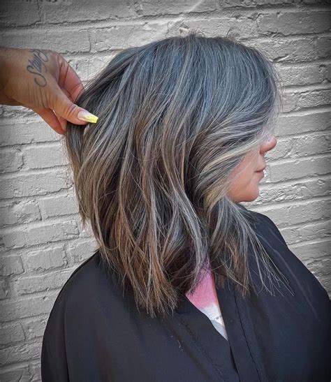 30 Flawless Examples Of Gray Blending For Dark Hair In 2024 Grey Hair Coverage Grey Hair