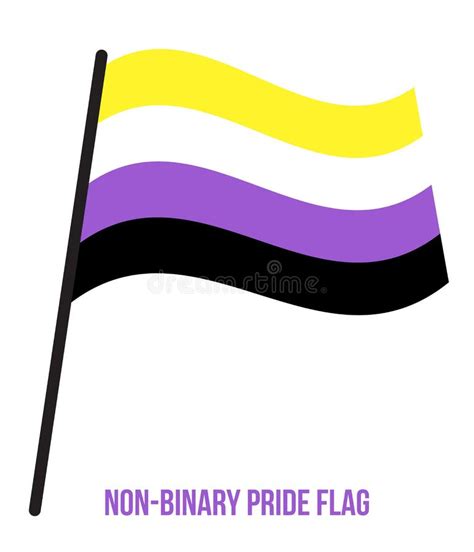 Non Binary Pride Flag Waving Vector Illustration Designed With Correct