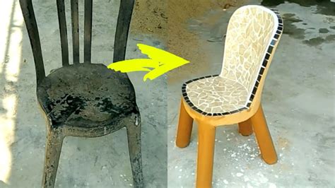 Great To Renovate An Old Plastic Chair From Cement And Broken Ceramic