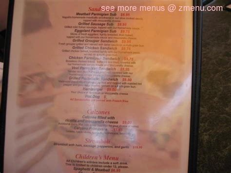 Online Menu Of Napolis Italian Restaurant And Pizzeria Restaurant Sarasota Florida 34242 Zmenu