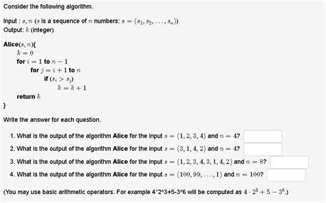 Solved Consider The Following Algorithm N Chegg