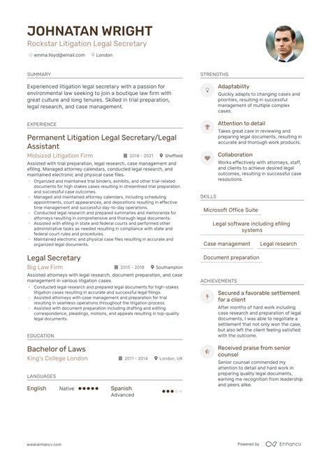 Legal Cv Template Sample Legal Resume Templates