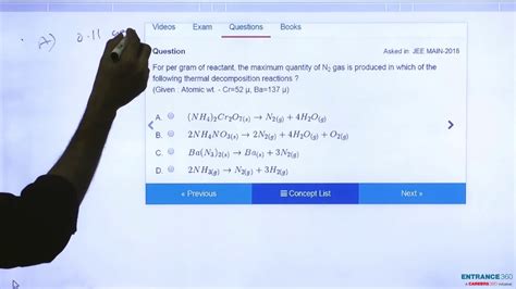 Jee Main Chemistry Question For Per Gram Of Reactant The Maximum