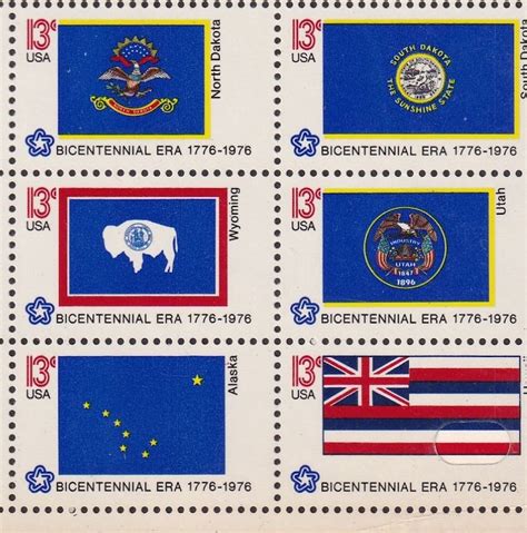 Bicentennial Cent State Flags Stamps Pane Of Etsy