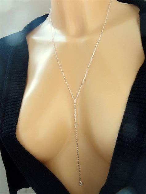 Sterling Silver Long Lariat Necklace Sterling Silver Crystal Lariat Necklace Long Lariat