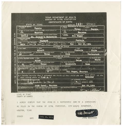 Birth Certificate For Richard Pantoja The Portal To Texas History