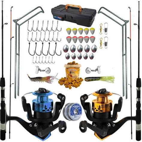 Kit De Pesca Duplo Vara 2 Partes Molinete E Acessorios Completo