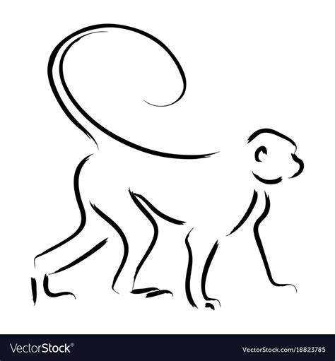 Line art of a monkey Royalty Free Vector Image