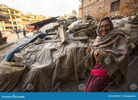 Bhaktapur Nepal Poor People Near His House Editorial Photography